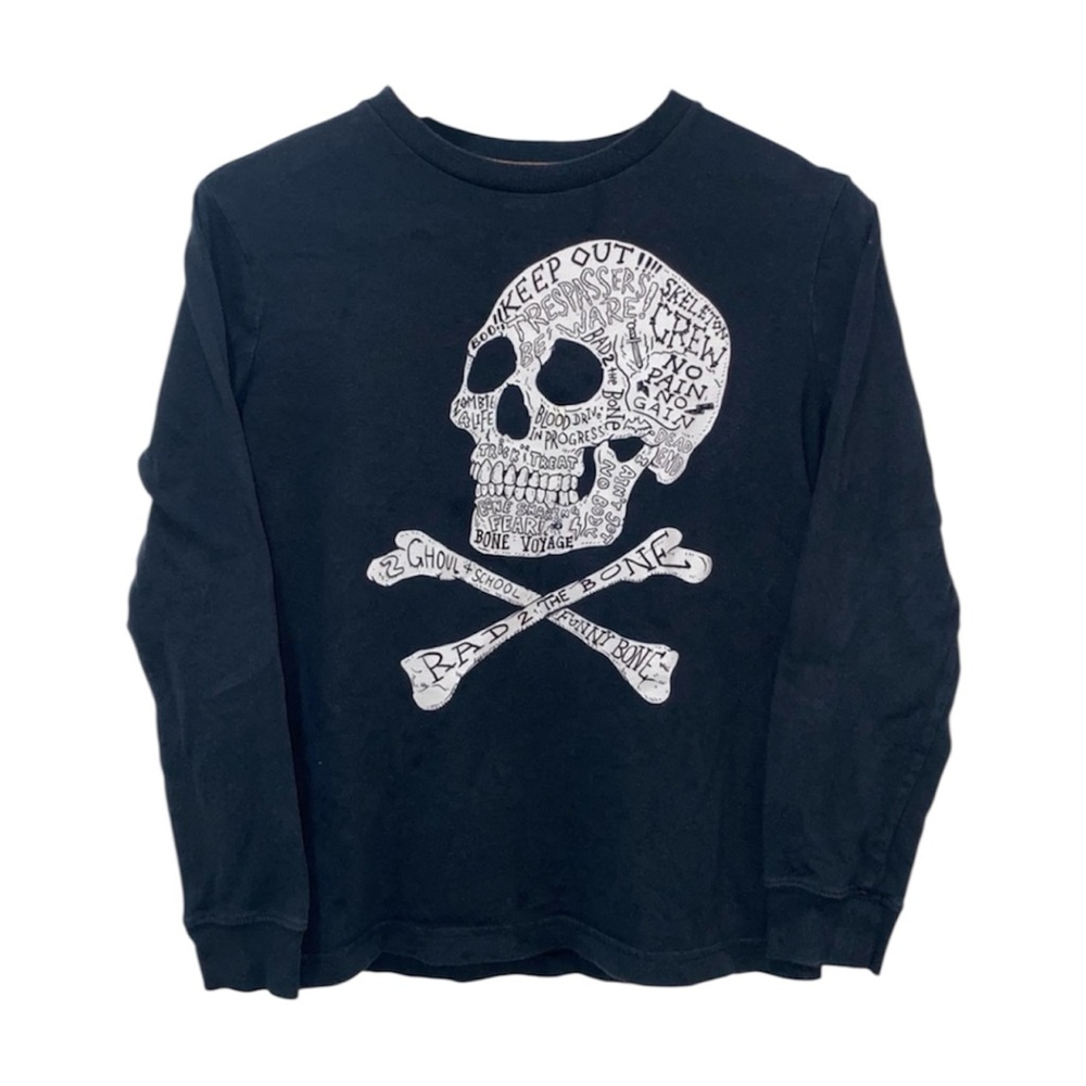 Old Navy Skull Graphic Long Sleeve, Children’s Large, 100% Cotton